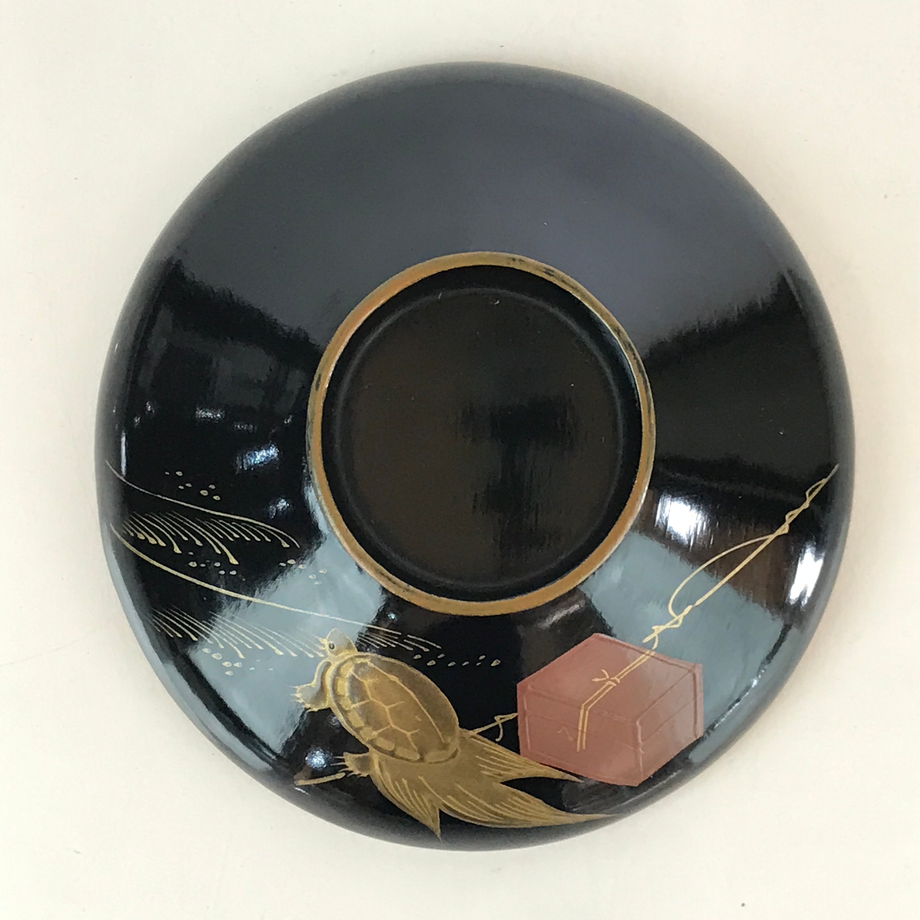 Japanese Lacquerware Lidded Bowl Vtg Urushi Makie Red Black Owan Soup LB10