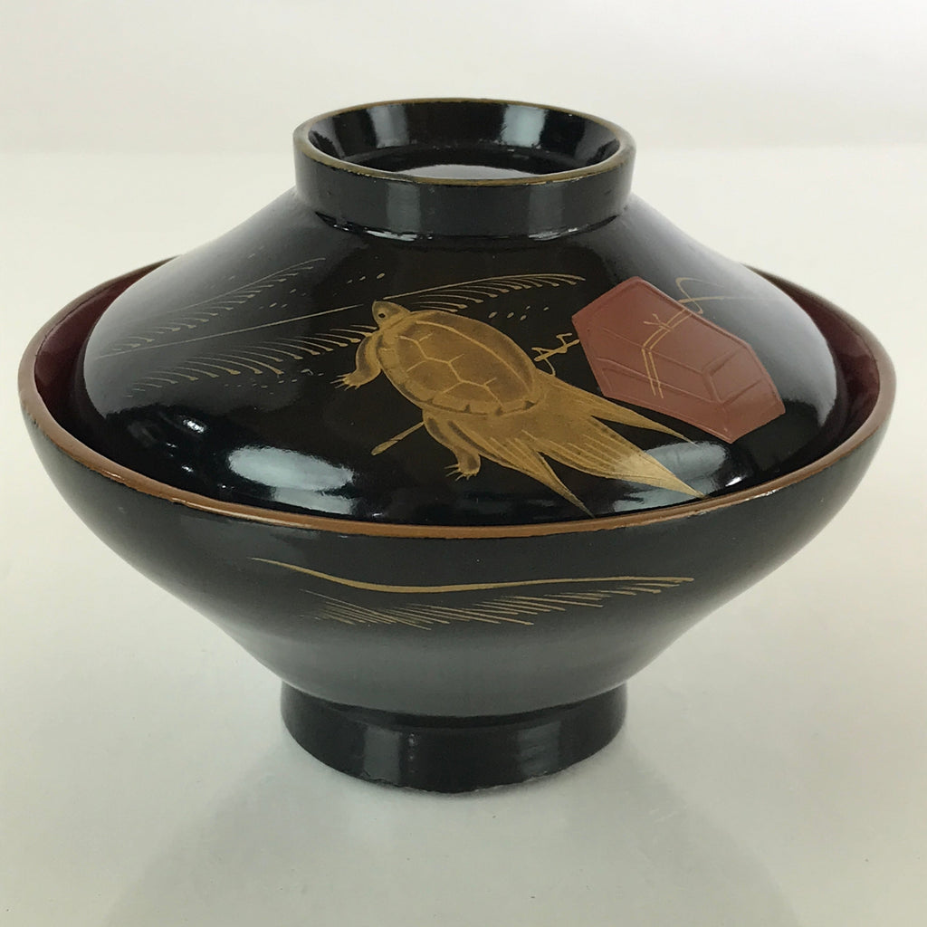 Japanese Lacquerware Lidded Bowl Vtg Urushi Makie Red Black Owan Soup LB12