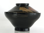 Japanese Lacquerware Lidded Bowl Vtg Urushi Makie Red Black Owan Soup LB14