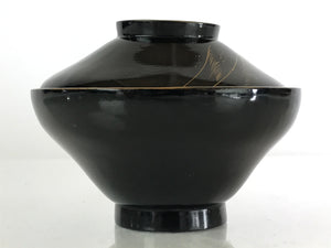 Japanese Lacquerware Lidded Bowl Vtg Urushi Makie Red Black Owan Soup LB14