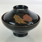 Japanese Lacquerware Lidded Bowl Vtg Urushi Makie Red Black Owan Soup LB15