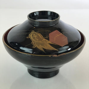 Japanese Lacquerware Lidded Bowl Vtg Urushi Makie Red Black Owan Soup LB15