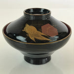 Japanese Lacquerware Lidded Bowl Vtg Urushi Makie Red Black Owan Soup LB3