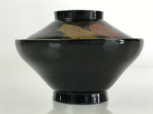Japanese Lacquerware Lidded Bowl Vtg Urushi Makie Red Black Owan Soup LB4