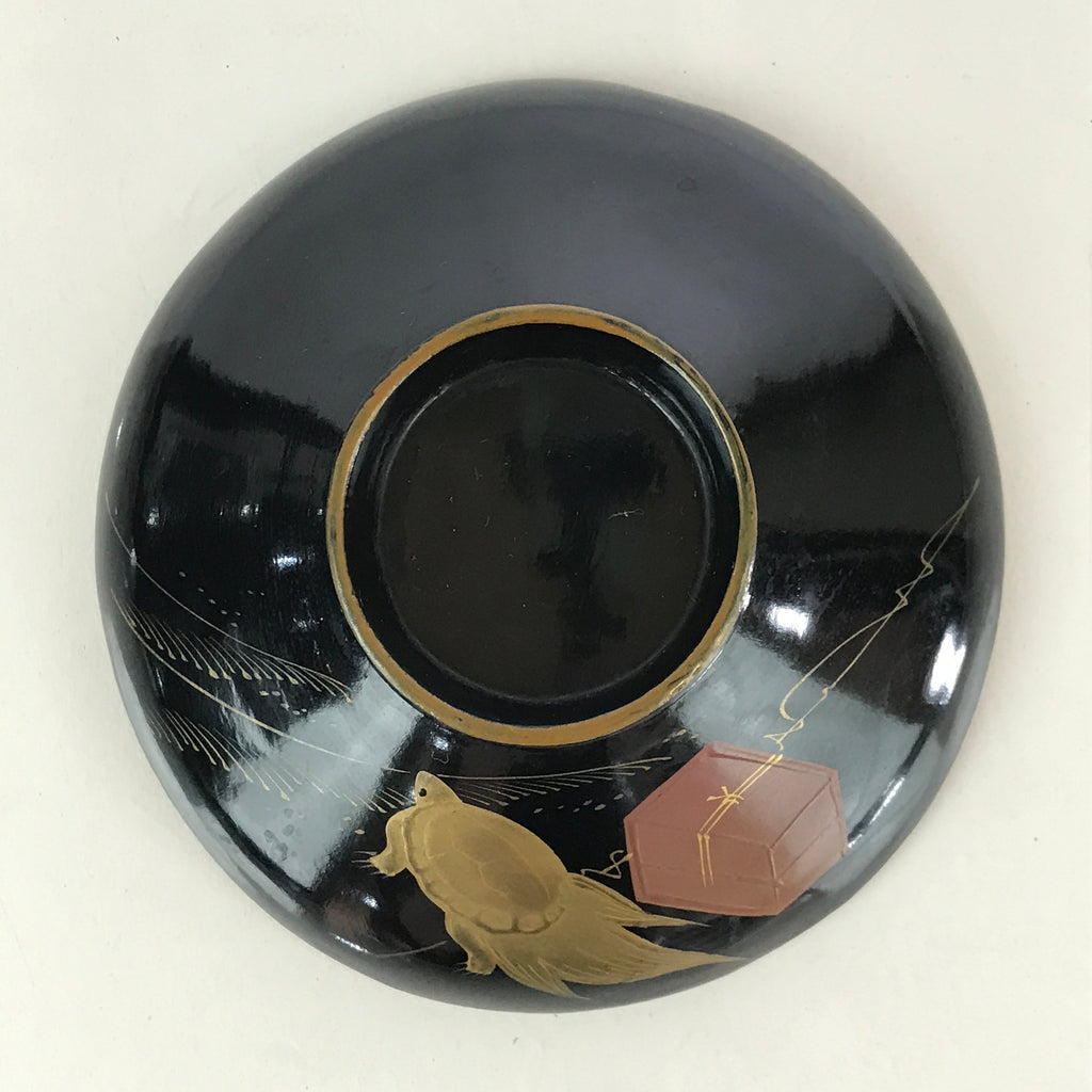 Japanese Lacquerware Lidded Bowl Vtg Urushi Makie Red Black Owan Soup LB7