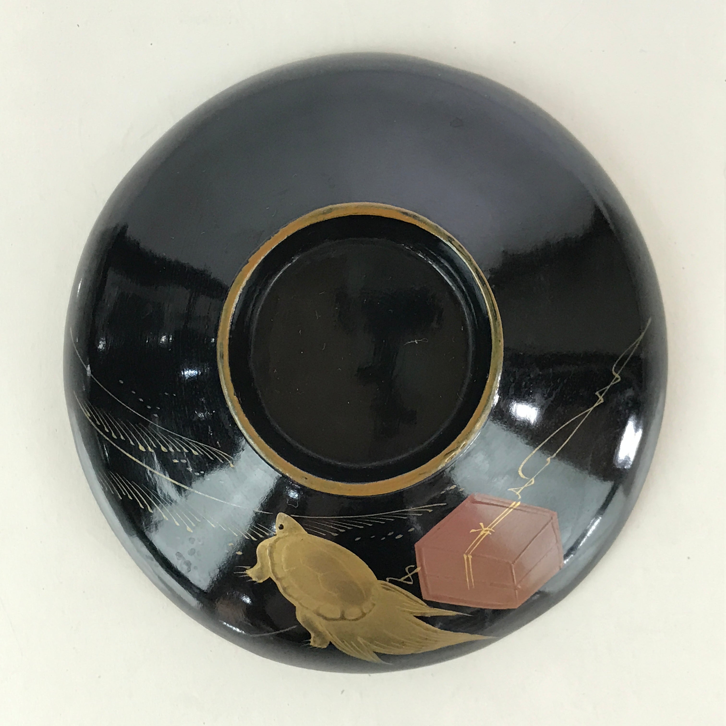 Japanese Lacquerware Lidded Bowl Vtg Urushi Makie Red Black Owan Soup LB7