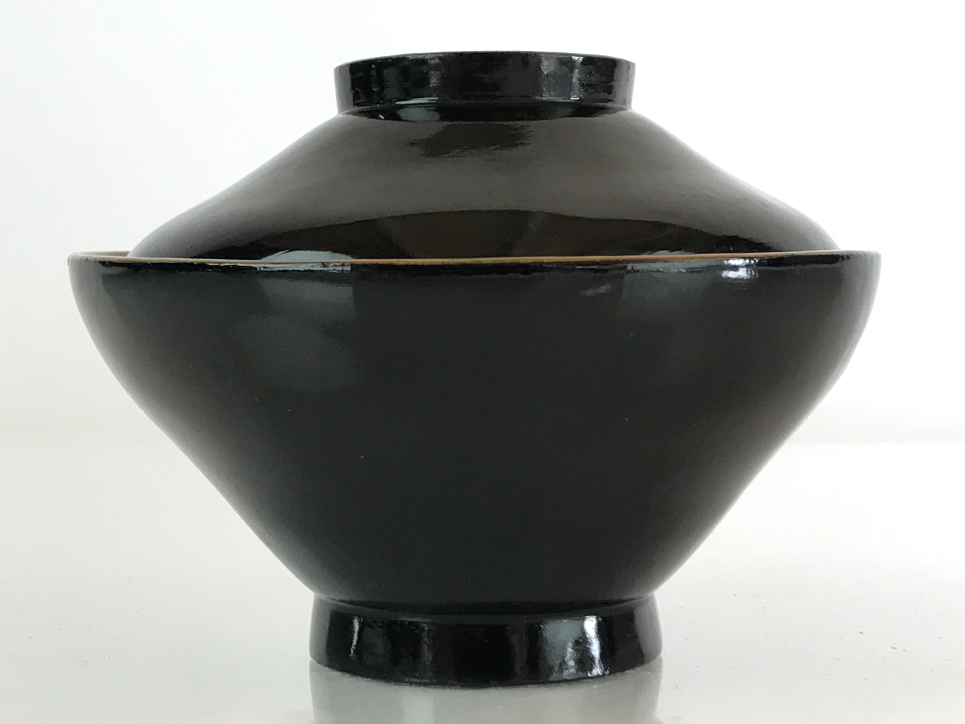 Japanese Lacquerware Lidded Bowl Vtg Urushi Makie Red Black Owan Soup LB9
