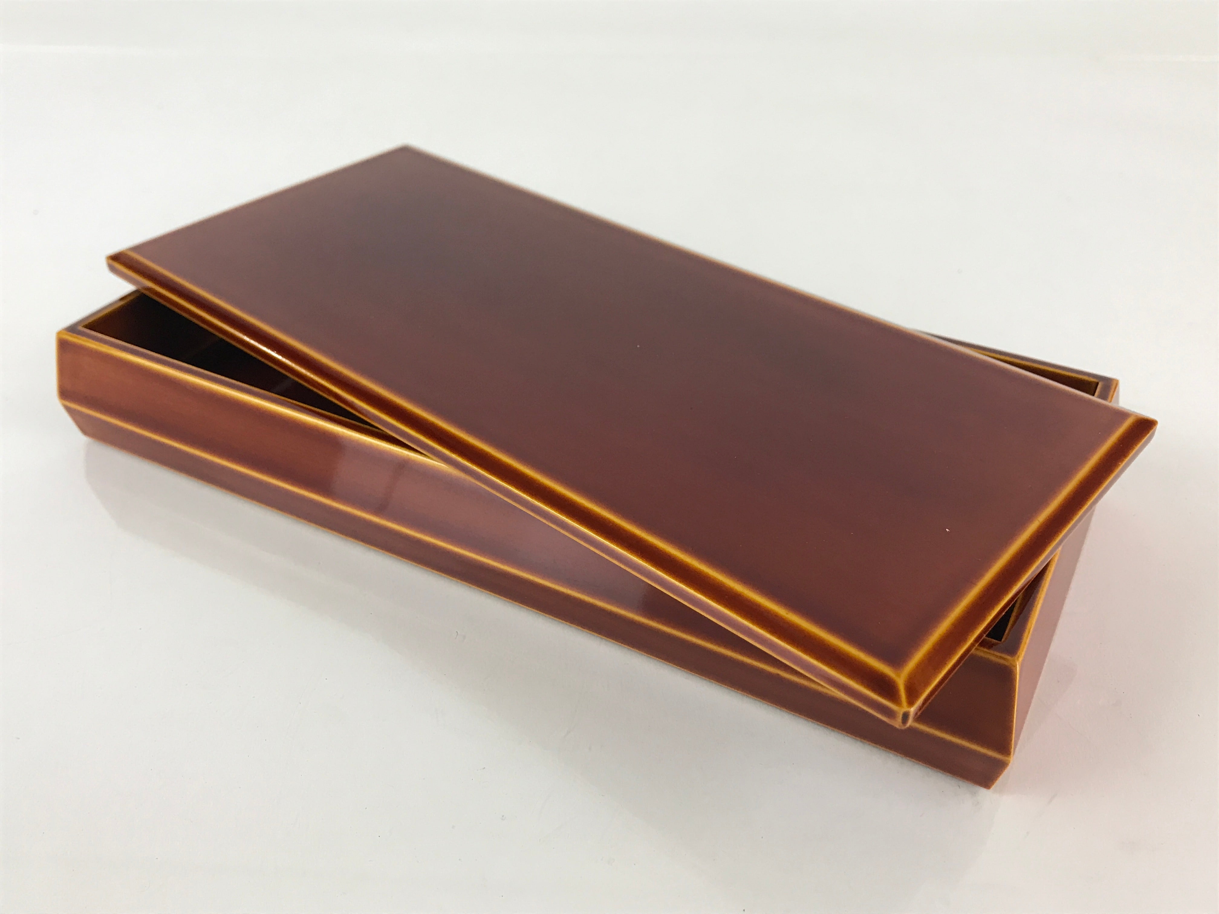 Japanese Lacquerware Lidded Box Vtg Hida Shunkei-Nuri Brown PX631