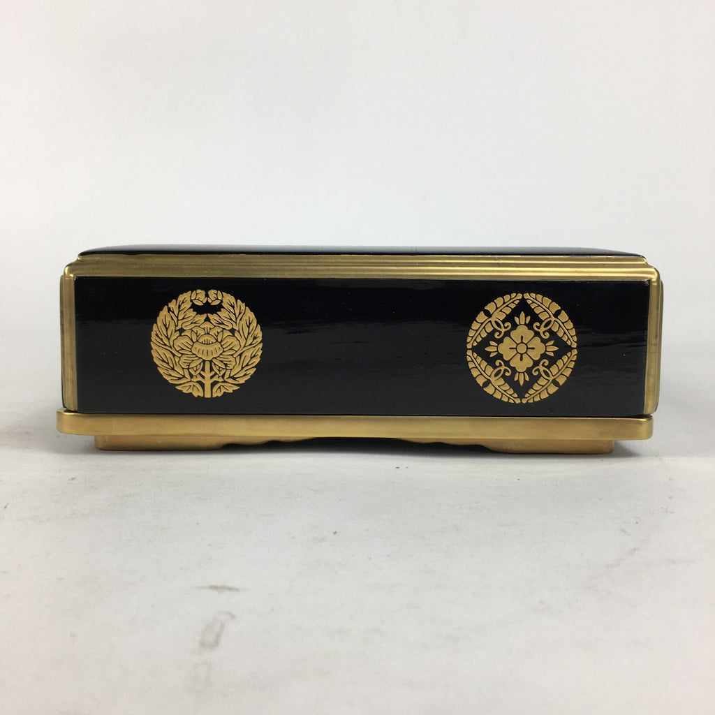 Japanese Lacquerware Lidded Box Vtg Wood Fumibako Letter Book Black FB64
