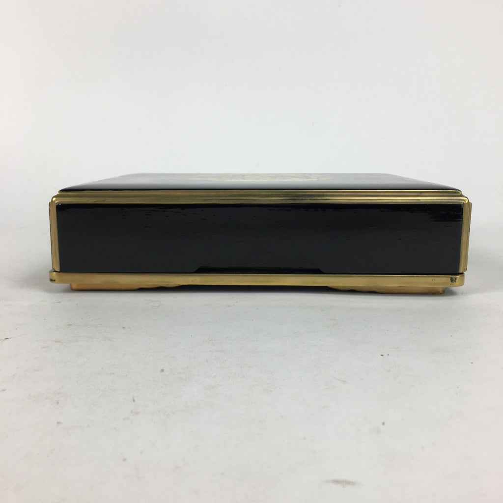 Japanese Lacquerware Lidded Box Vtg Wood Fumibako Letter Book Black FB64