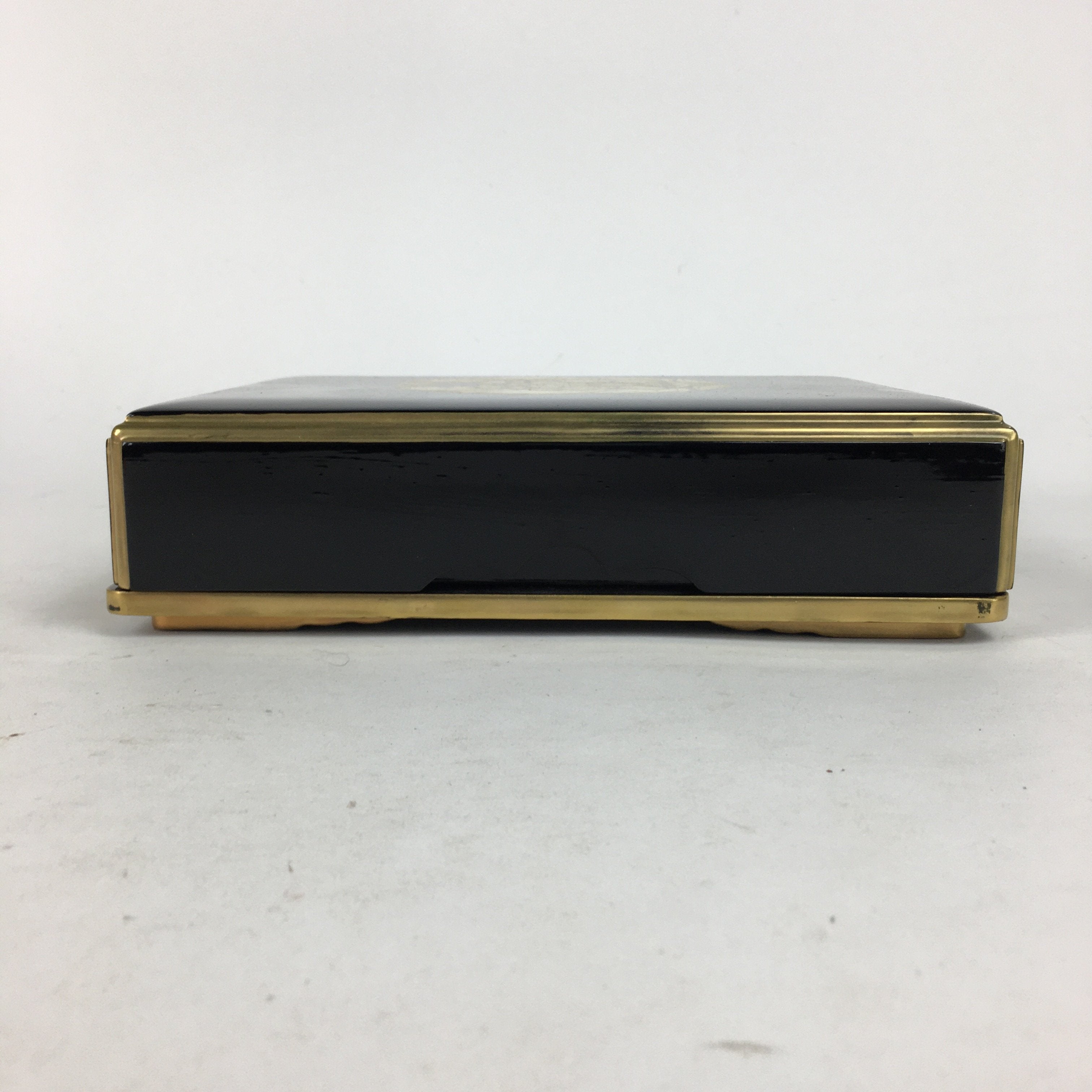 Japanese Lacquerware Lidded Box Vtg Wood Fumibako Letter Book Black FB64