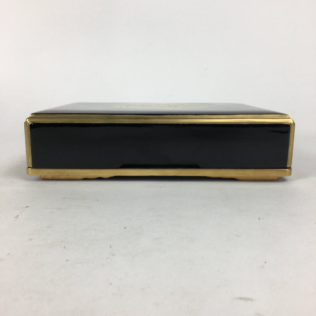 Japanese Lacquerware Lidded Box Vtg Wood Fumibako Letter Book Black FB64