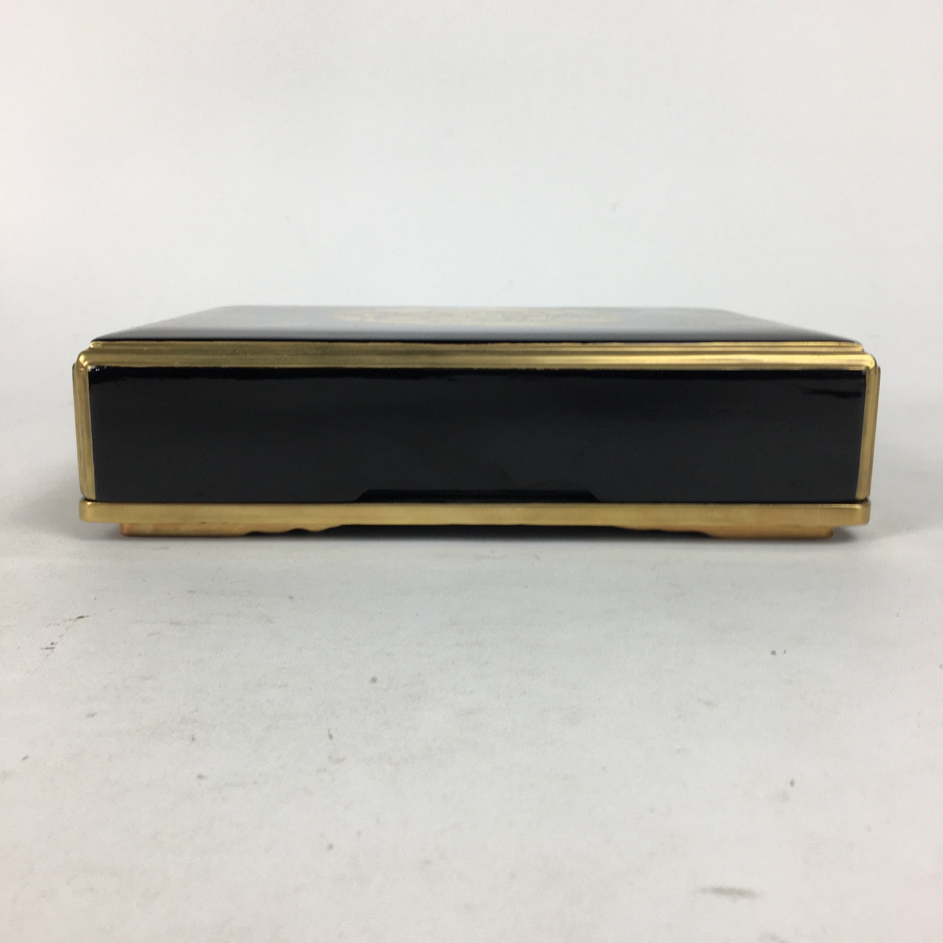 Japanese Lacquerware Lidded Box Vtg Wood Fumibako Letter Book Black FB64