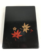 Japanese Lacquerware Lidded Box Vtg Wood Fumibako Letter Book Black FB67
