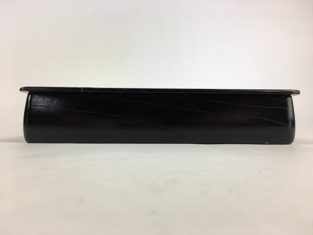 Japanese Lacquerware Lidded Box Vtg Wood Fumibako Letter Book Black FB67