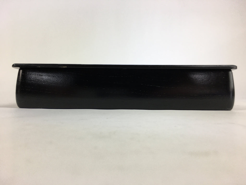 Japanese Lacquerware Lidded Box Vtg Wood Fumibako Letter Book Black FB67