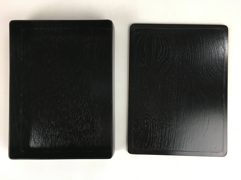 Japanese Lacquerware Lidded Box Vtg Wood Fumibako Letter Book Black FB67