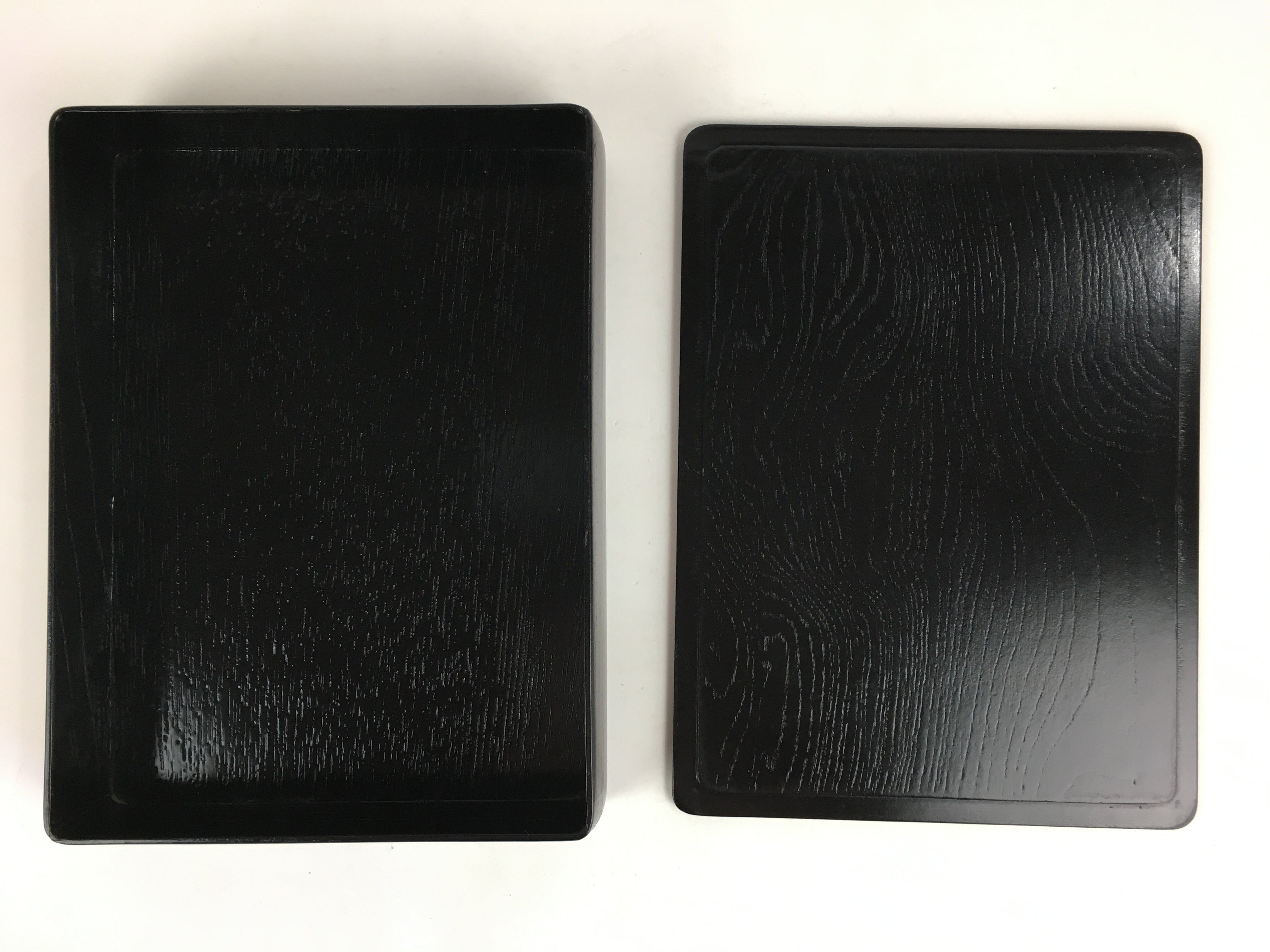 Japanese Lacquerware Lidded Box Vtg Wood Fumibako Letter Book Black FB67
