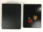 Japanese Lacquerware Lidded Box Vtg Wood Fumibako Letter Book Black FB67