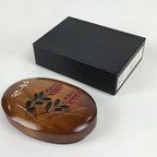 Japanese Lacquerware Lidded Toothpick Case Vtg Wooden Red Flower UR704