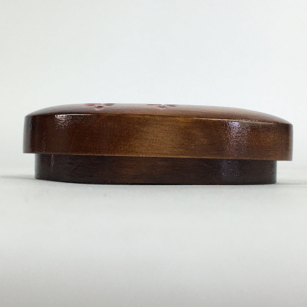 Japanese Lacquerware Lidded Toothpick Case Vtg Wooden Red Flower UR704