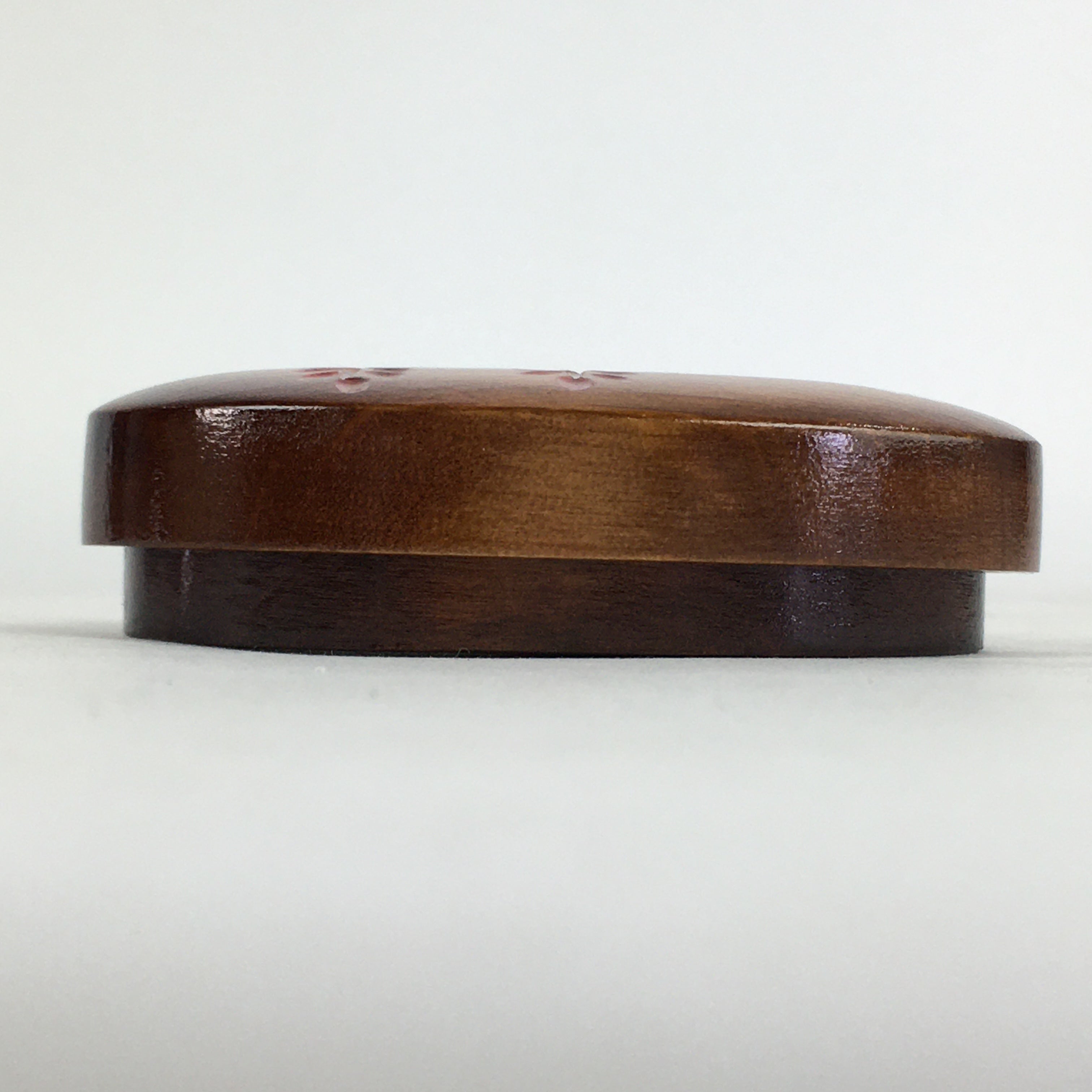 Japanese Lacquerware Lidded Toothpick Case Vtg Wooden Red Flower UR704