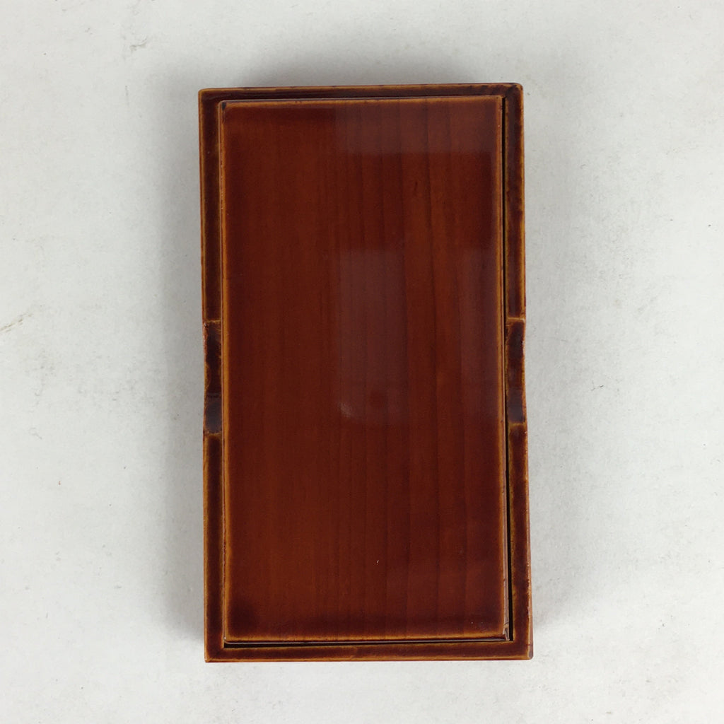Japanese Lacquerware Lidded Toothpick Case Vtg Wooden Shunkei Nuri UR703