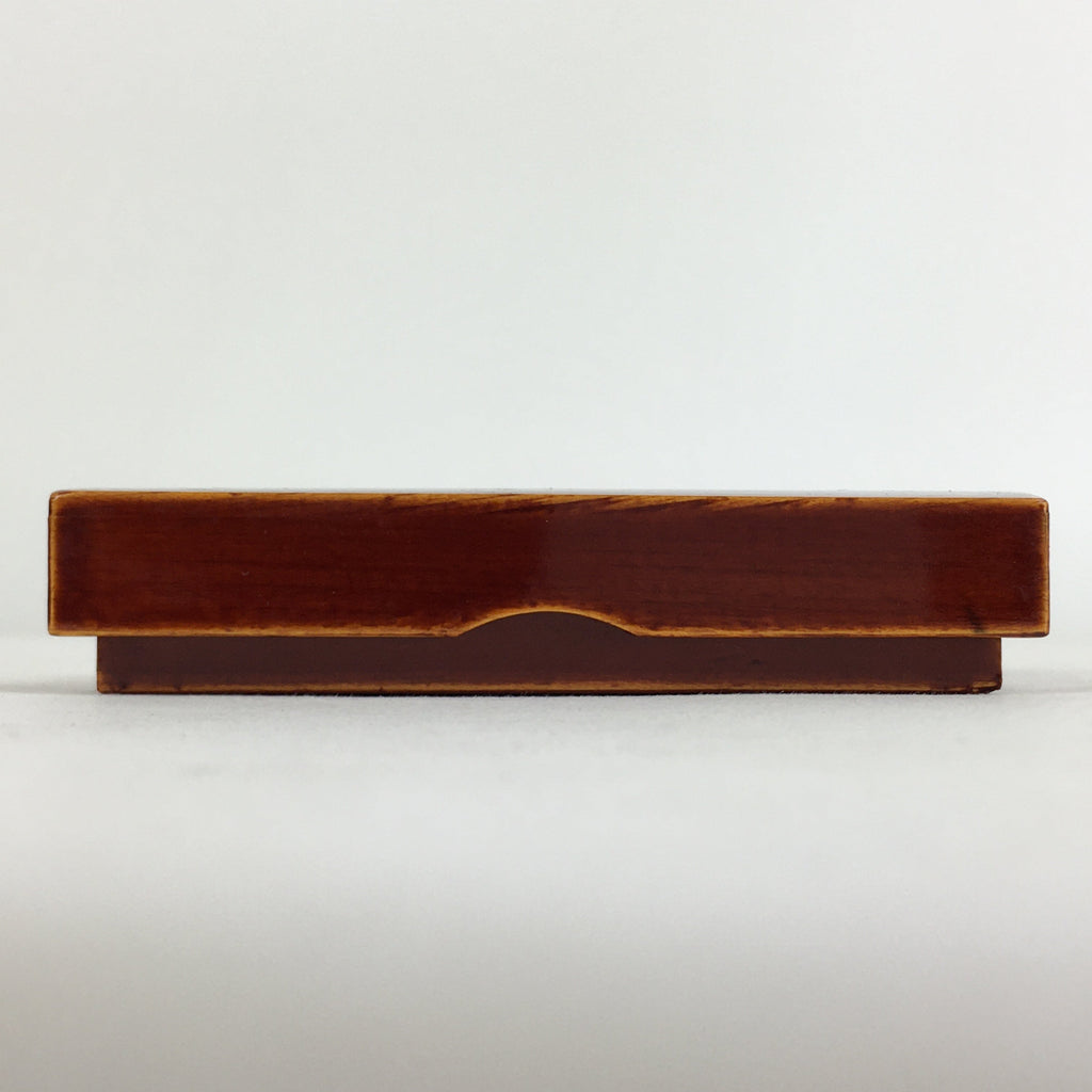 Japanese Lacquerware Lidded Toothpick Case Vtg Wooden Shunkei Nuri UR703