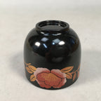 Japanese Lacquerware Sake Cup Guinomi Sakazuki Vtg Replica Black Peony GU840