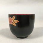 Japanese Lacquerware Sake Cup Guinomi Sakazuki Vtg Replica Black Peony GU840