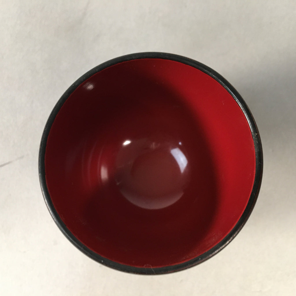 Japanese Lacquerware Sake Cup Guinomi Sakazuki Vtg Replica Black Peony GU840