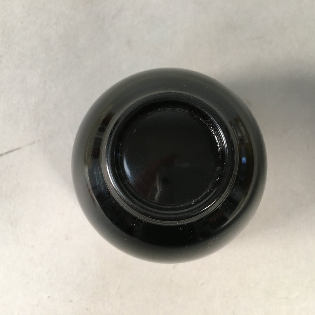 Japanese Lacquerware Sake Cup Guinomi Sakazuki Vtg Replica Black Peony GU840