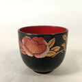 Japanese Lacquerware Sake Cup Guinomi Sakazuki Vtg Replica Black Peony GU840