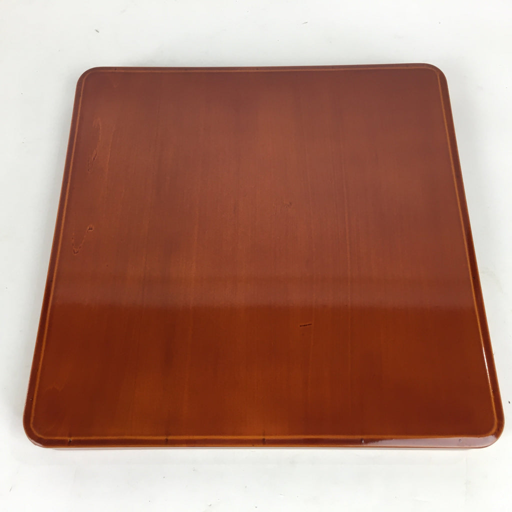 Japanese Lacquerware Tray Obon Vtg Shunkei-Nuri Nurimono Square UR662