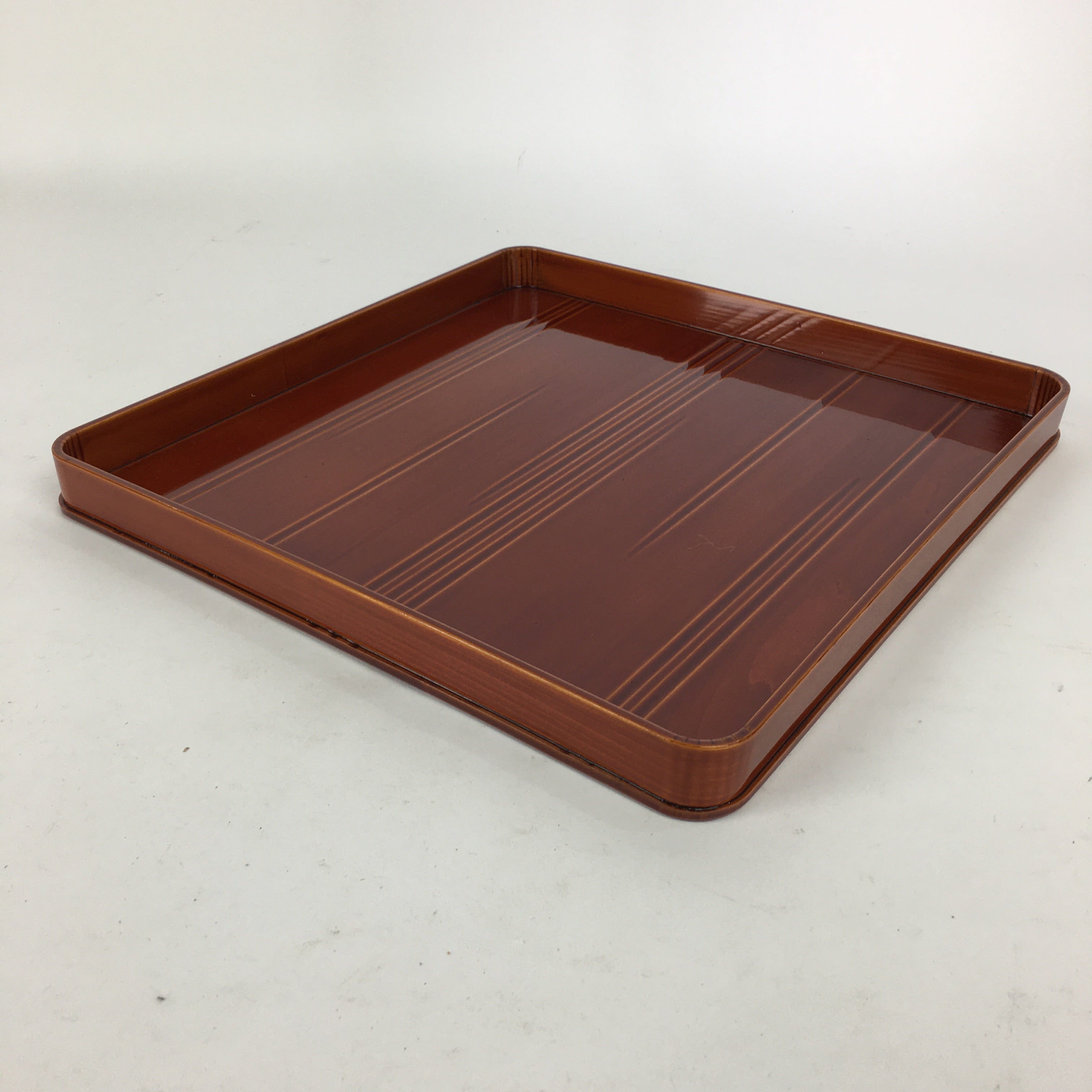 Japanese Lacquerware Tray Obon Vtg Shunkei-Nuri Nurimono Square UR662