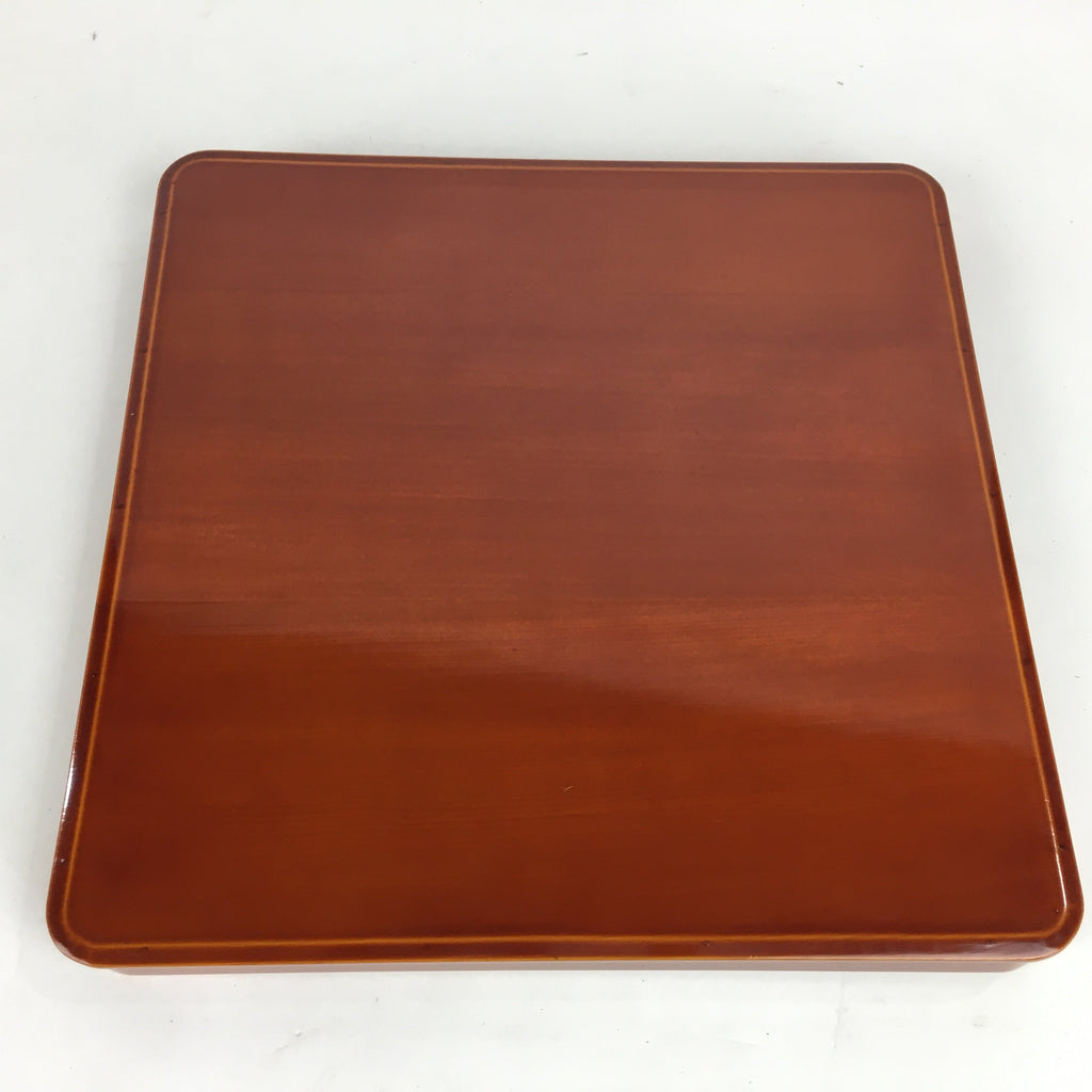 Japanese Lacquerware Tray Obon Vtg Shunkei-Nuri Nurimono Square UR667