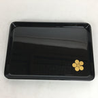 Japanese Lacquerware Tray Rectangle Vtg Echizen-Nuri Gold Flower Black Obon UR58