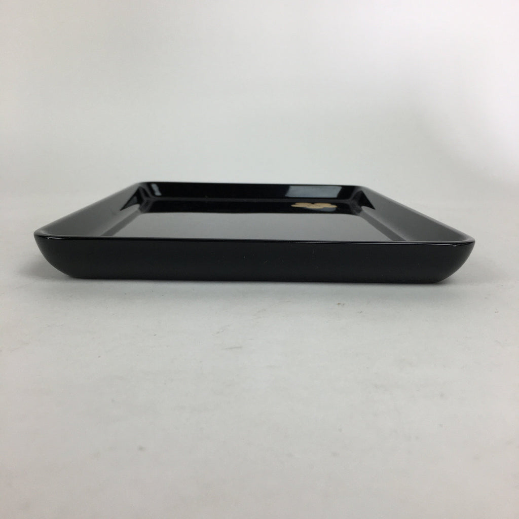 Japanese Lacquerware Tray Rectangle Vtg Echizen-Nuri Gold Flower Black Obon UR58