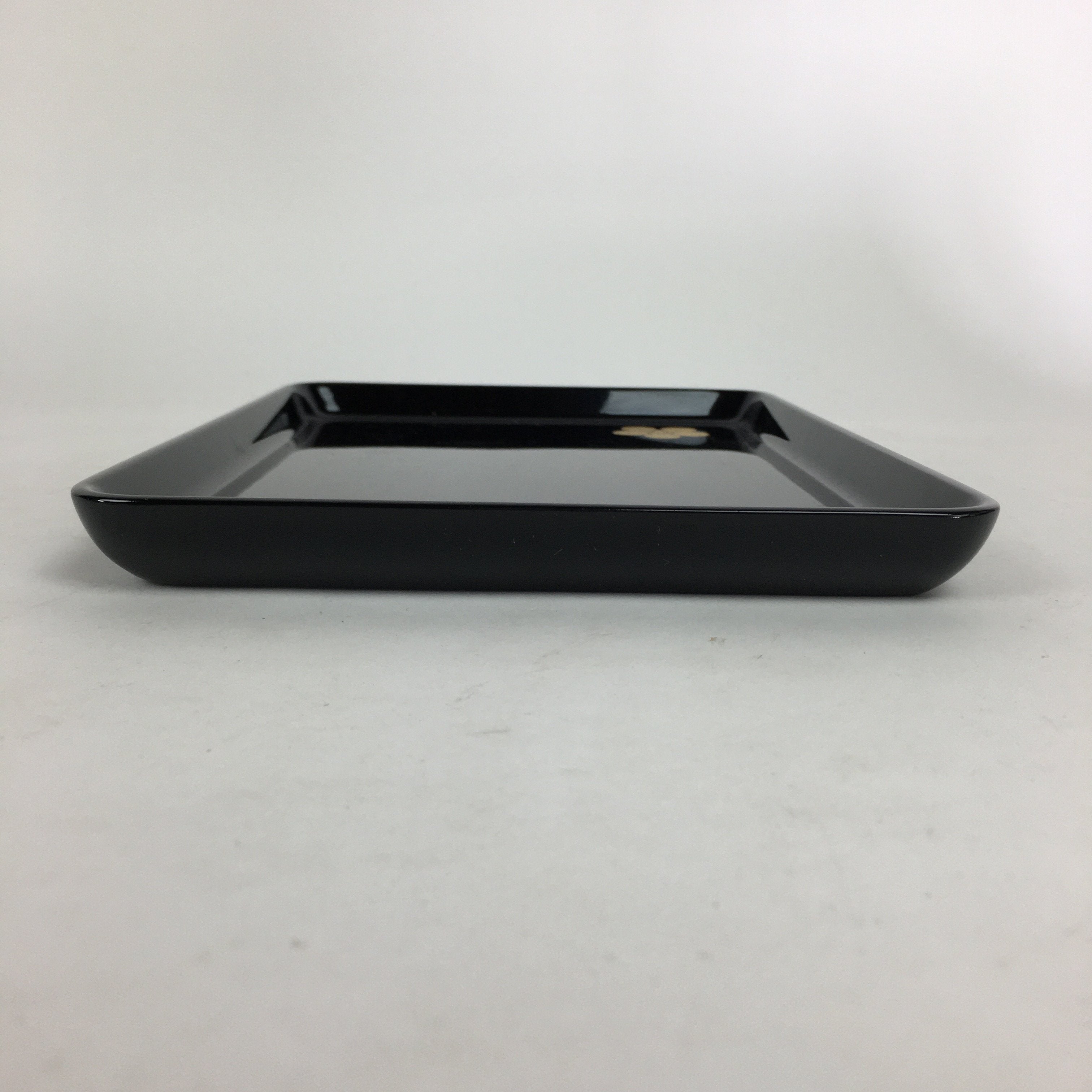 Japanese Lacquerware Tray Rectangle Vtg Echizen-Nuri Gold Flower Black Obon UR58