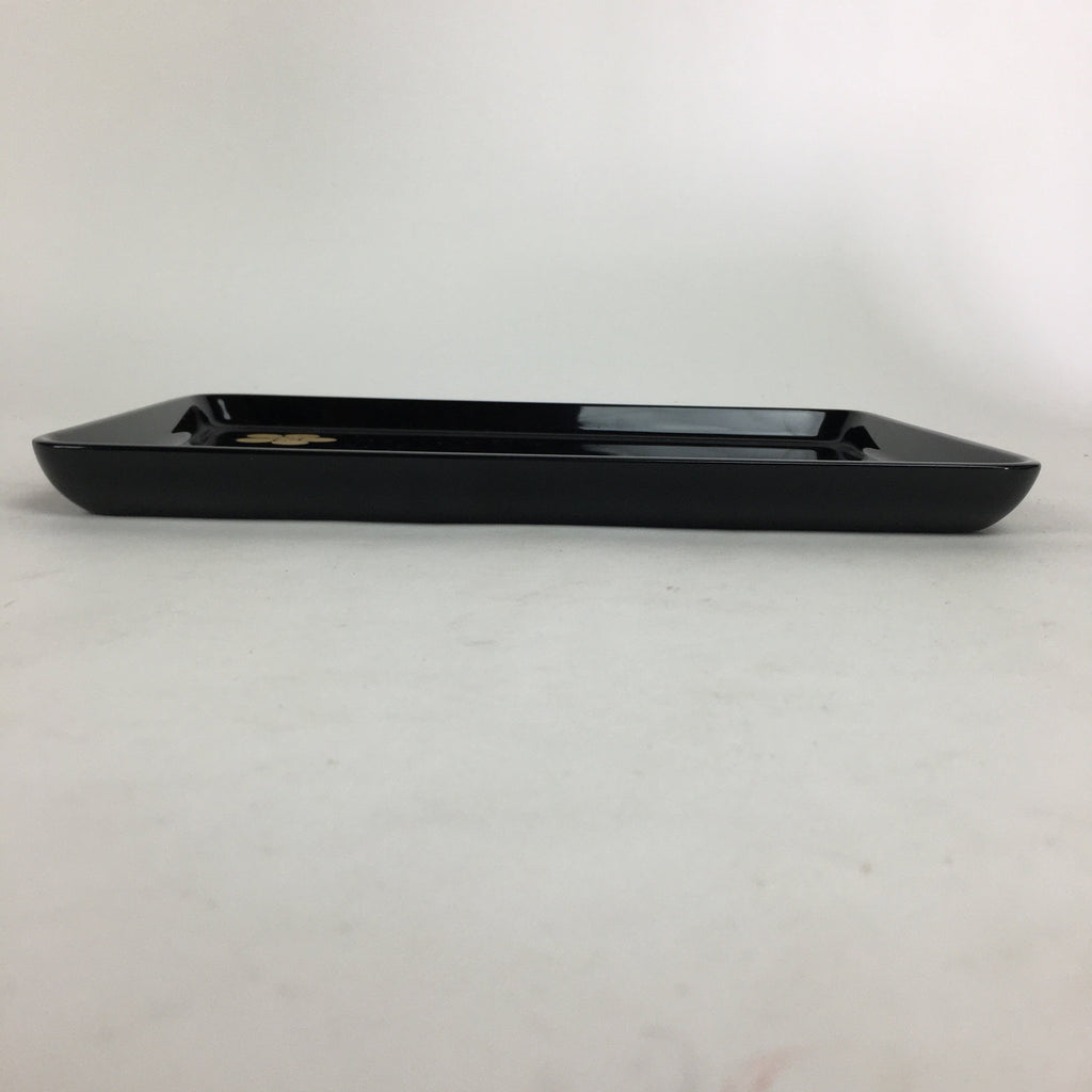 Japanese Lacquerware Tray Rectangle Vtg Echizen-Nuri Gold Flower Black Obon UR58