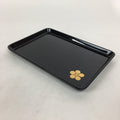 Japanese Lacquerware Tray Rectangle Vtg Echizen-Nuri Gold Flower Black Obon UR58