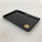 Japanese Lacquerware Tray Rectangle Vtg Echizen-Nuri Gold Flower Black Obon UR58