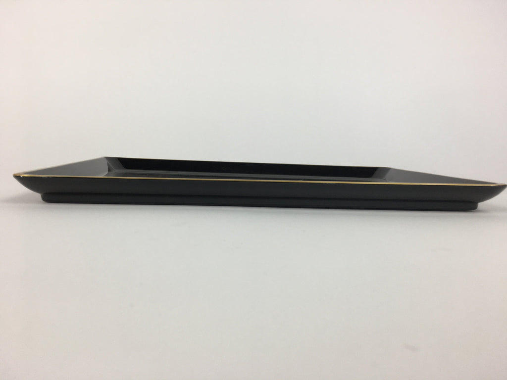Japanese Lacquerware Tray Rectangle Vtg Large Obon Black Gold Iris UR483