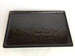 Japanese Lacquerware Tray Rectangle Vtg Large Obon Brown UR482