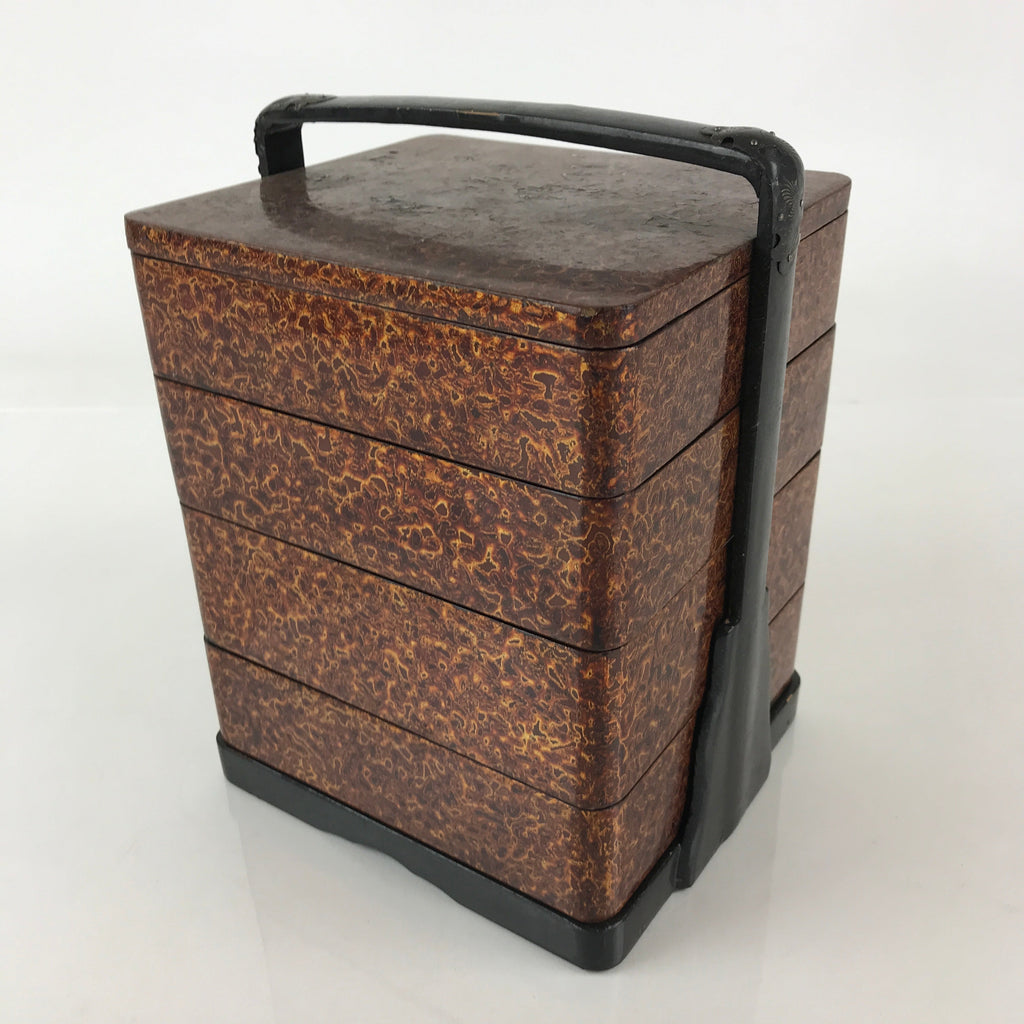 Japanese Lacquerware Tsugaru-Nuri Wooden Bento Box 4 Tier Vtg Jubako JB80