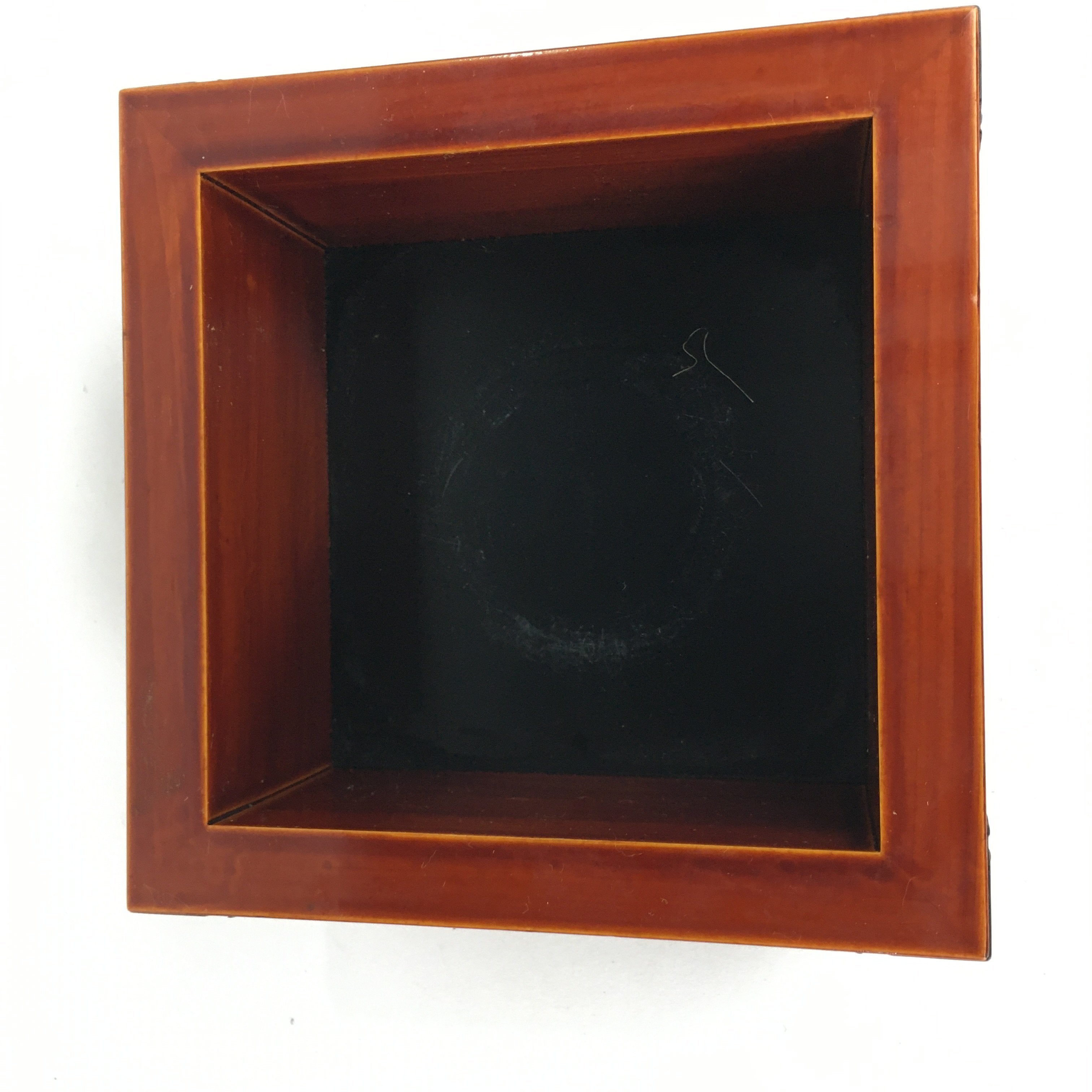 Japanese Lacquerware Vtg Wooden Tray Porcelain Ashtray Hexagon Blue UR488