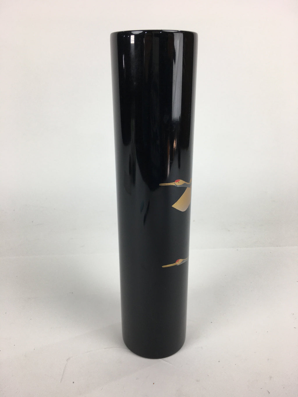 Japanese Lacquerware Wajima-Nuri Flower Vase Vtg Ikebana Kabin Black FV941