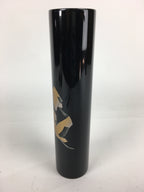 Japanese Lacquerware Wajima-Nuri Flower Vase Vtg Ikebana Kabin Black FV941