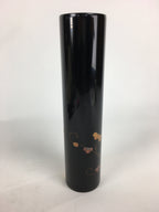 Japanese Lacquerware Wajima-Nuri Flower Vase Vtg Ikebana Kabin Black FV943