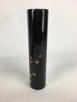 Japanese Lacquerware Wajima-Nuri Flower Vase Vtg Ikebana Kabin Black FV943
